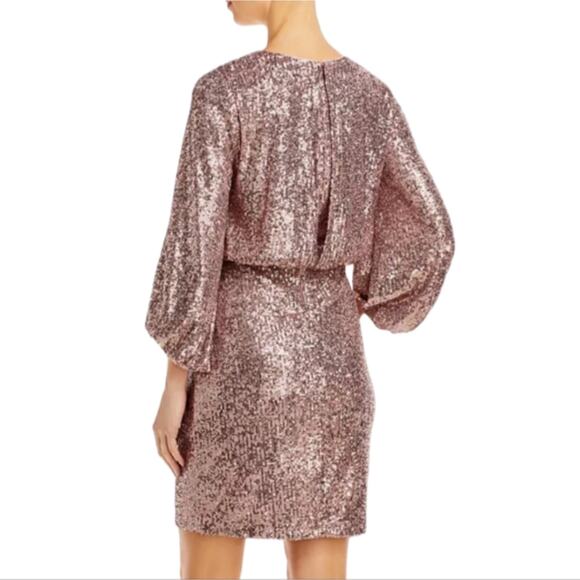 Eliza J Women's Dress Size 6 Pink Sequin Balloon Sleeve Cocktail Party Wedding - Picture 3 of 11